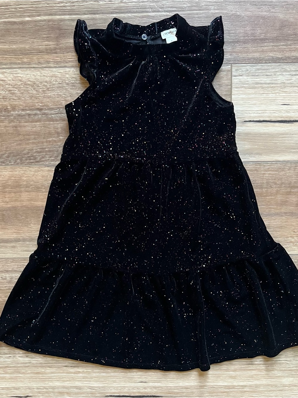 Crewcuts Black With Glitter Velvet Tiered Dress girls size 6